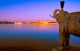 Lake Palace and City Palace from Jagmandir Island, Udaipur, Rajasthan, India